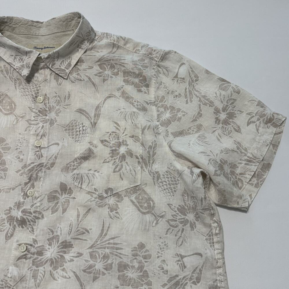 Tommy Bahama Shirt Mens XL Linen Hawaiian Floral Print Summer Beach - Picture 9 of 14